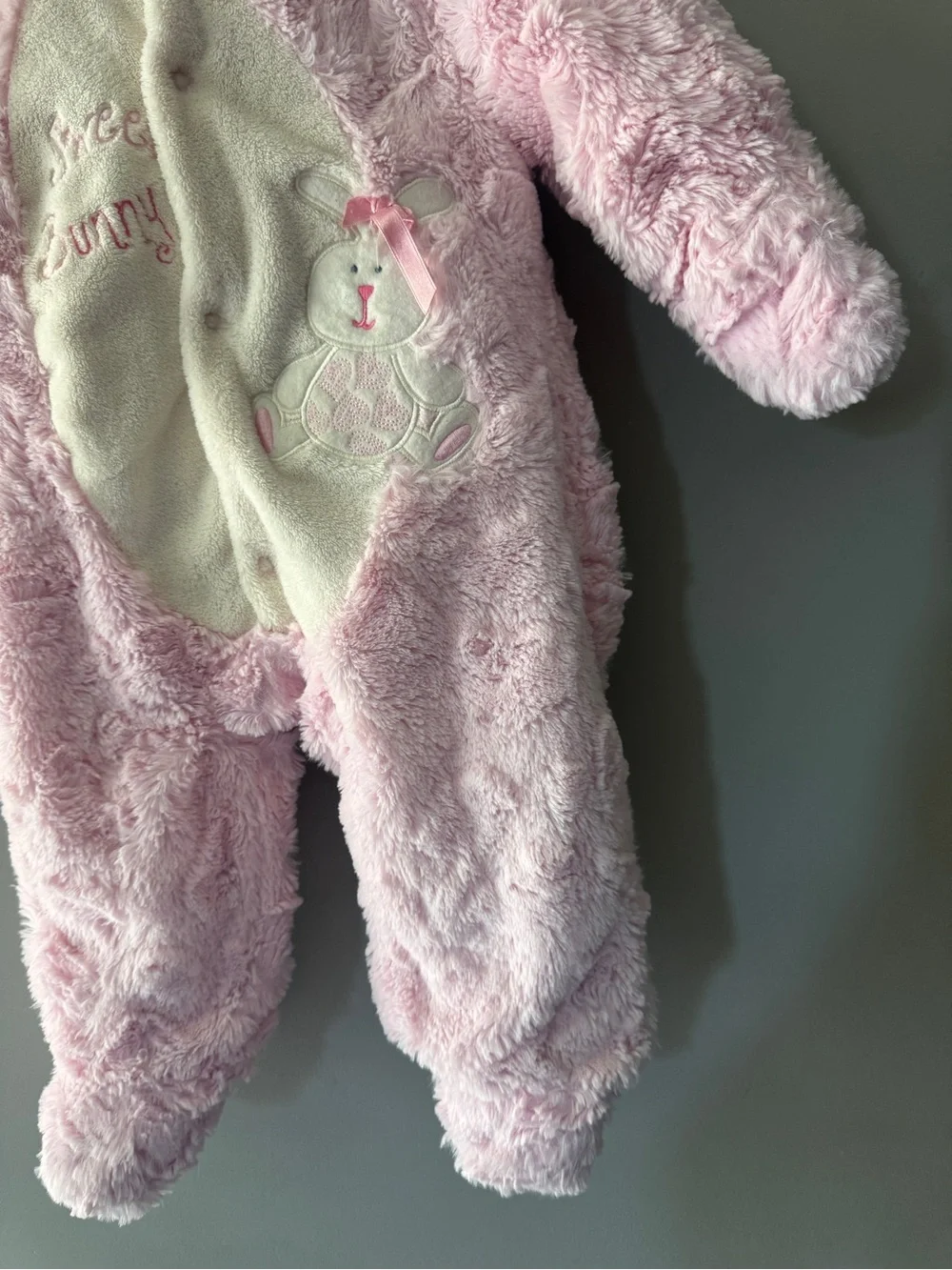 BabiesRUs | Pink Fuzzy Bunny One-Piece | 9M